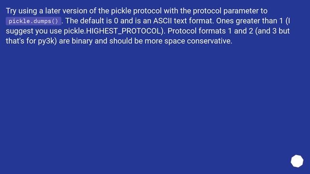 more efficient way to pickle a string смотреть онлайн