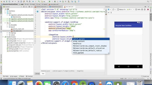 RecyclerView + CardView Part #1 : Android App Development Tutorial #31 in Hindi смотреть онлайн