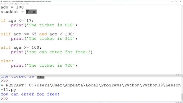 Lesson 11 - If Elif Else Statement in Python (Part-2) | Python Tutorial for Beginners смотреть онлайн