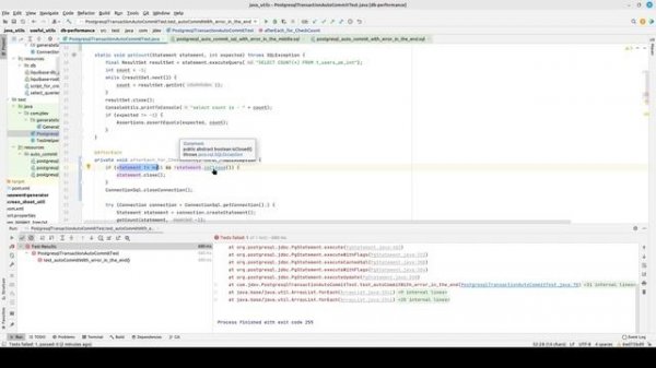 PostgreSQL auto commit mode in Java JDBC, thru DBeaver and Oracle SQL developer, L49