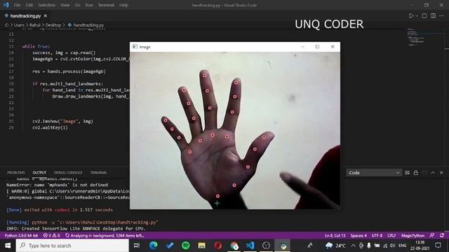 Hand Tracking with mediapipe| OpenCV | Python | 2021 | Computer Vision | Unq coder смотреть онлайн