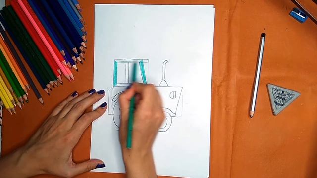 Как нарисовать трактор. Онлайн-школа рисования "Малевашки" смотреть онлайн