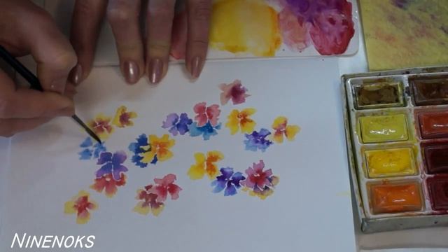 Как ПРОСТО и ЛЕГКО нарисовать ЦВЕТЫ акварелью. Открытка к 8 марта. DIY. смотреть онлайн