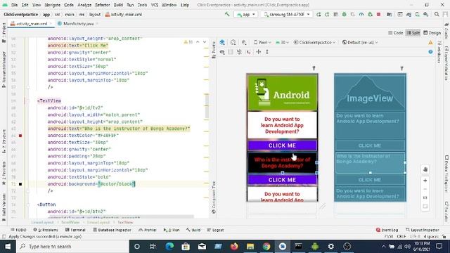 How to create Click Event in Android studio using xml and java to learn Android App Development? смотреть онлайн