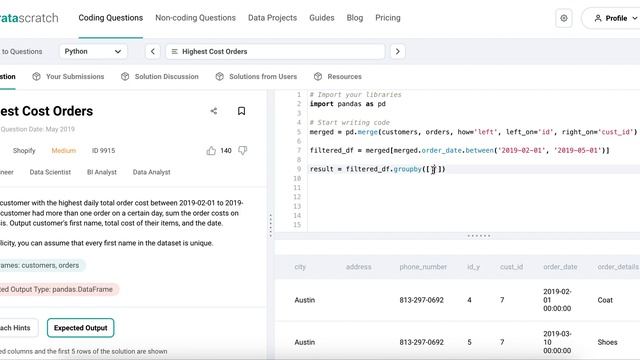 Data Science Interview Question - Highest Cost Orders (Python Pandas) смотреть онлайн