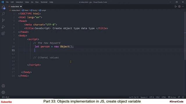 Create object type variable | Part 33 | JavaScript | #SmartCode смотреть онлайн