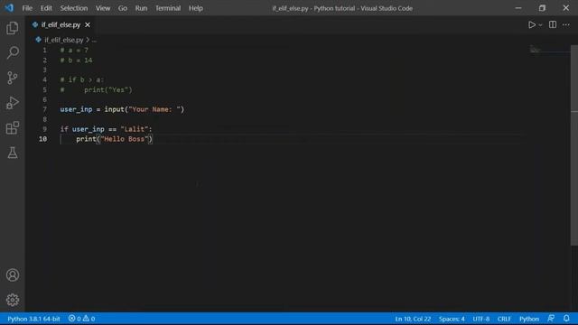 Python Tutorial- Conditional Statements #14 - Lalit Codes: смотреть онлайн