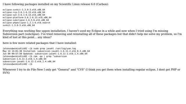Eclipse PDT - SVN is missing, even though I have Subclipse installed смотреть онлайн