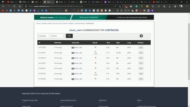 Codechef March Long challenge 2022 Chef and Races Java Solution смотреть онлайн