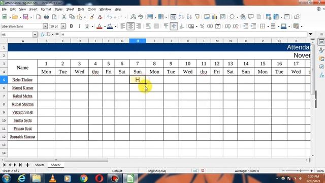 How to Create Attendance Register in Libreoffice calc | Attendance Sheet in Libreoffice calc смотреть онлайн