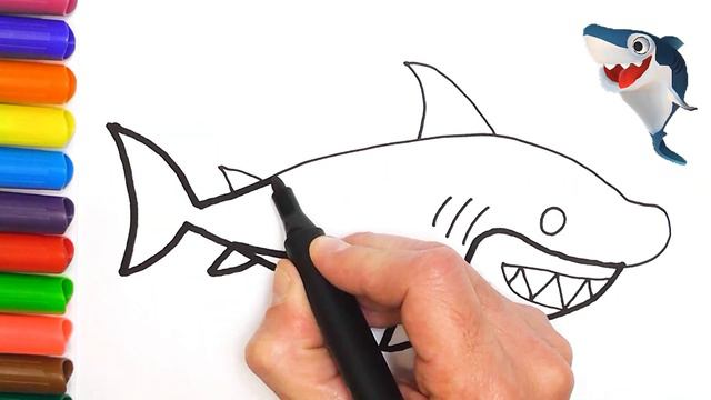 Рисуем акулу вместе с детьми. Акуленок из мультика нарисуем сами. Уроки рисования для ребенка смотреть онлайн