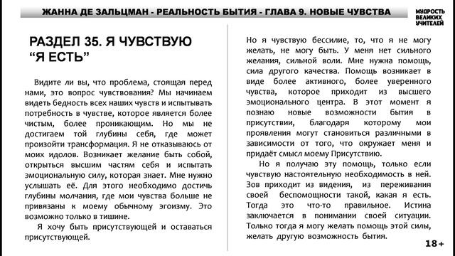 9. НОВЫЕ ЧУВСТВА (Разделы 33-36) | Жанна де Зальцман - Реальность бытия смотреть онлайн