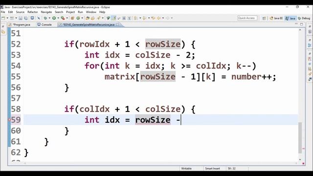 generate spiral matrix recursive in java смотреть онлайн