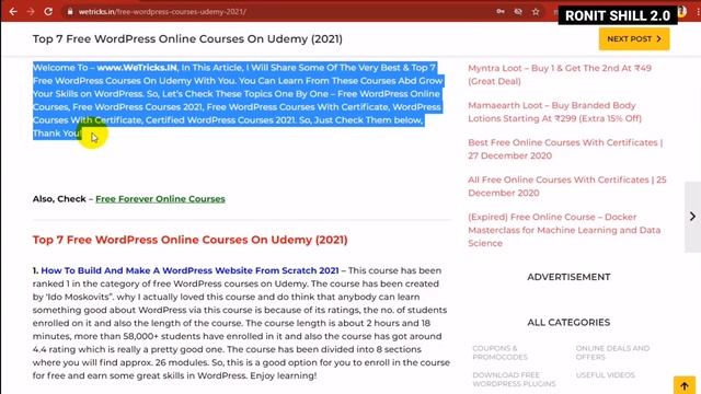 Top 7 Free WordPress Online Courses On Udemy (2021) | Free WordPress Courses With Certificate смотреть онлайн