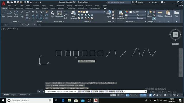 Chamfer, Blind curve of AutoCAD.chamfer command in autocad is used for смотреть онлайн