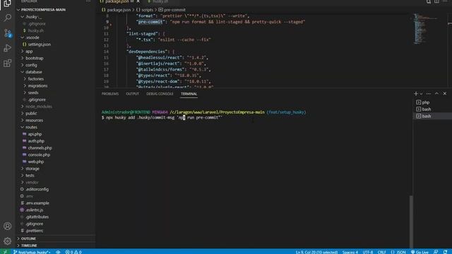 Como integrar husky ( commit hooks ) en Laravel + Inertia + React смотреть онлайн