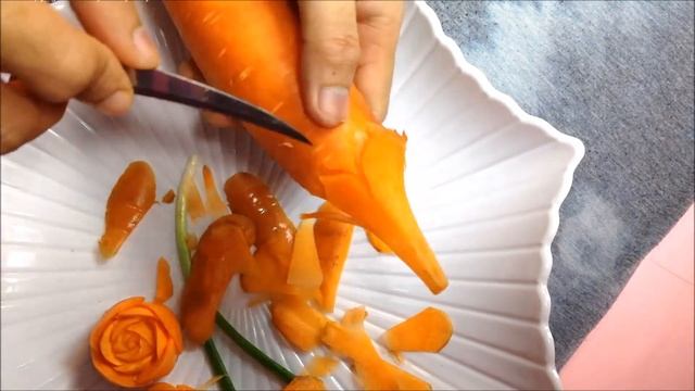 Artistic Carrot Flower Carving - Fruit & Vegetable Designing Garnish смотреть онлайн