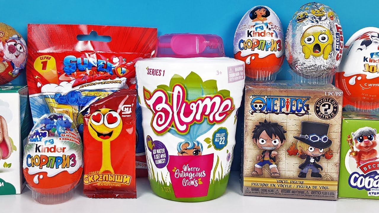 СЮРПРИЗ MIX! КУКЛЫ-ЦВЕТЫ Blume Dolls, СКРЕПЫШИ Магнит, ONE PIECE, Смешарики Unboxing Kinder Surprise