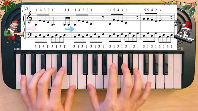Jingle Bells piano keyboard play along tutorial with sheet music (video game synth sound) смотреть онлайн
