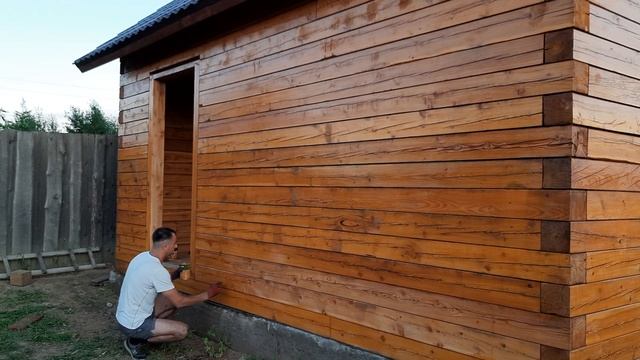 Строю самостоятельно небольшой жилой дом/ Дом 4х6 из бруса 150х150мм/ Покраска бруса антисептиком. смотреть онлайн
