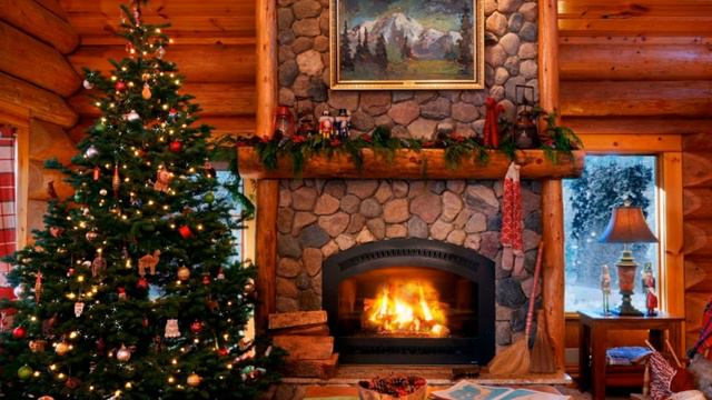 Cozy atmosphere with the fireplace and playlist with Smooth Christmas jazz music. смотреть онлайн
