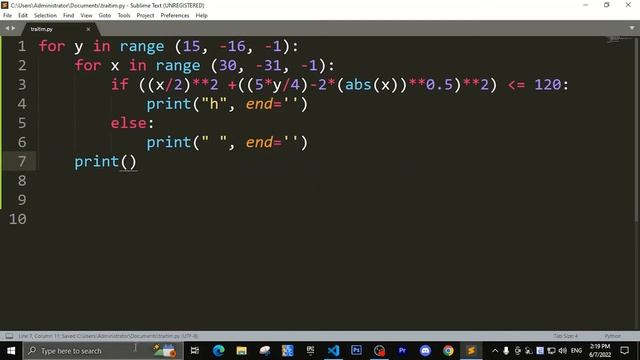 Thiết Kế Trái Tim Gửi Tặng Crush Bằng Code PYTHON Trên Sublime Text смотреть онлайн