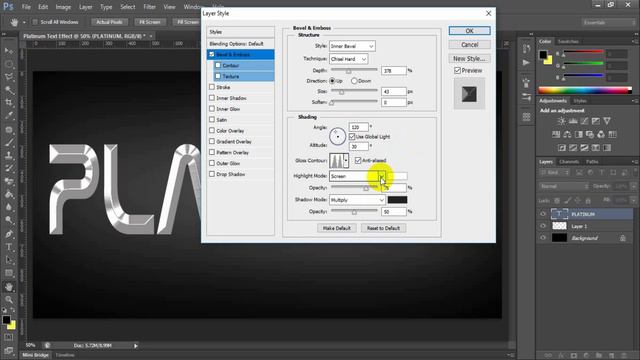 How to make Platinum Text Effect using Adobe Photoshop tutorial смотреть онлайн