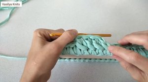 Прямоугольная корзинка из трикотажной пряжи / Корзинка из одного мотка / Crochet basket