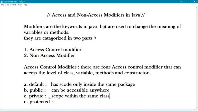 Access and Non Access Modifier in Java-part 2 смотреть онлайн