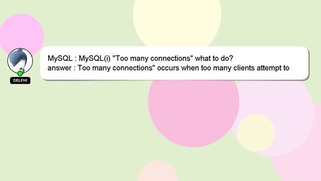 MySQL : MySQL(i) "Too many connections" what to do? смотреть онлайн