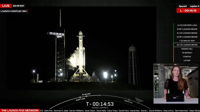 LIVE! SpaceX Jupiter 3 Falcon Heavy Launch смотреть онлайн