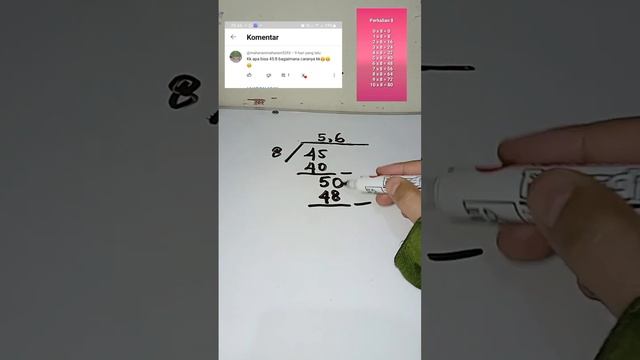 Cara Pembagian Bersusun (Porogapit) Hasil Desimal, 45 ÷ 8#Matematika смотреть онлайн