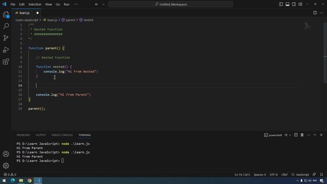 #60 - Nested Functions - JavaScript Arabic Course смотреть онлайн