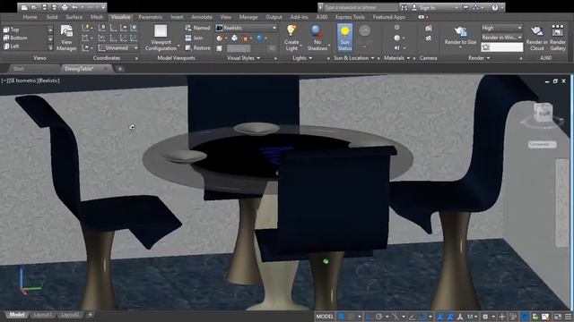 Autodesk AutoCAD 2018 DiningTable 3D wiht Rendered Texture смотреть онлайн