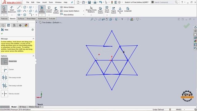 SolidWorks Trim Entities Sketch Tool смотреть онлайн