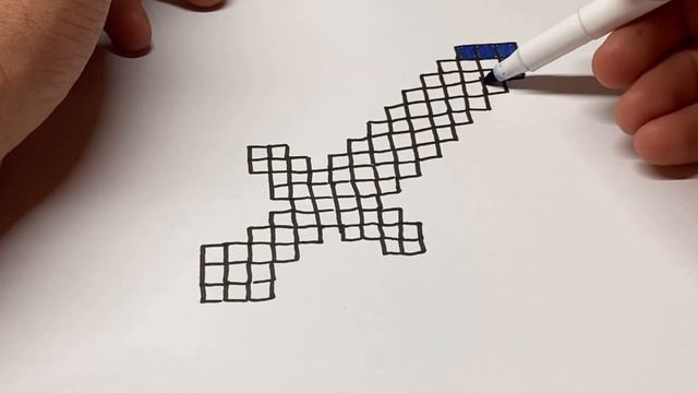 How to draw a diamond sword from minecraft for kids/как нарисовать меч Майнкрафт смотреть онлайн