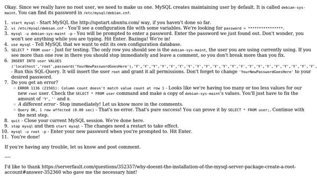 Why doesn't the installation of the mysql-server package create a root account? (4 Solutions!!) смотреть онлайн