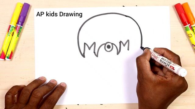 How to Draw girl from Mom word step by step for kids смотреть онлайн