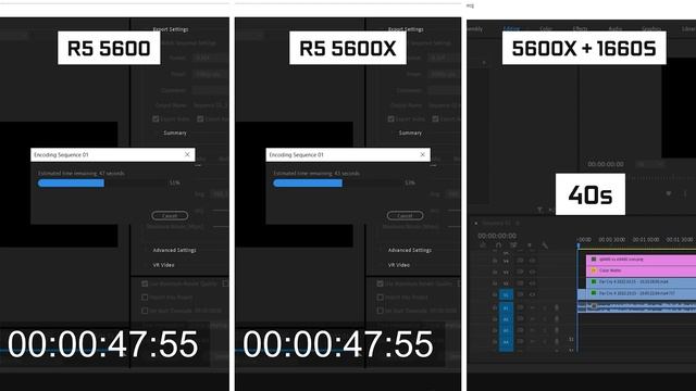 Ryzen 5 5600 Vs 5600X Vs GPU | Render PREMIERE PRO
