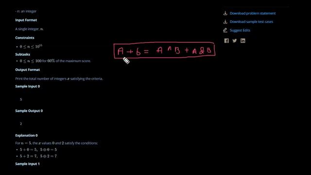 Sum vs XOR HACKERRANK SOLUTION смотреть онлайн