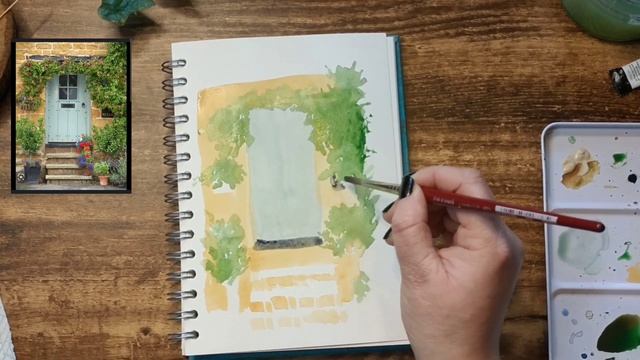 Watercolour and ink sketching || Paint first, Draw later. смотреть онлайн