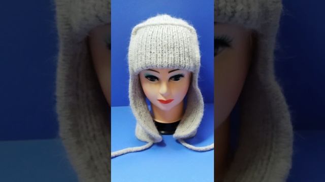 Шапка ушанка спицами из пуха норки. Обзор. смотреть онлайн