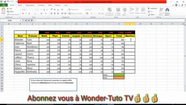 Fonction SI.( Function IF) en Excel. Wonder-Tuto TV. смотреть онлайн