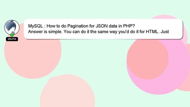 MySQL : How to do Pagination for JSON data in PHP? смотреть онлайн