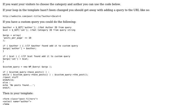 Wordpress: Filter posts by author and category simultaneously смотреть онлайн