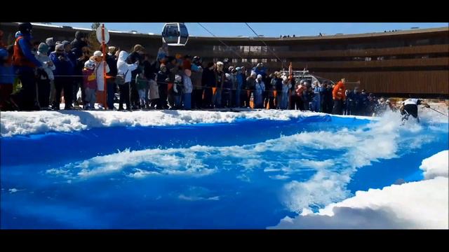 По воде на горных лыжах и сноуборде. Манжерок 22 апреля 2023 года