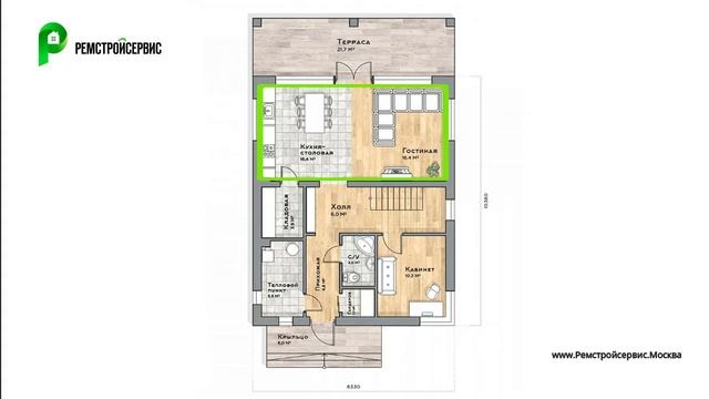 Проект дома в современном стиле из кирпича. Дом с террасой и балконом. Архион KR-159-1 смотреть онлайн