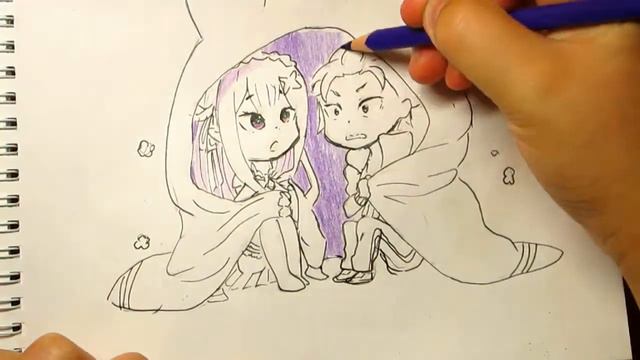 How to draw Emilia and Subaru from Re : Zero смотреть онлайн
