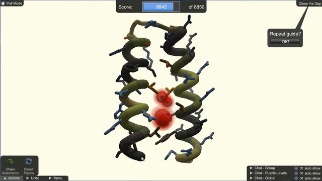 Foldit Intro Puzzle 2-2: Close the Gap (Target Score: 8850) смотреть онлайн