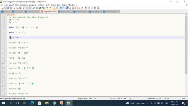 operators in php | types of operator in php | PHP arithmetic operators | Assignment operators смотреть онлайн